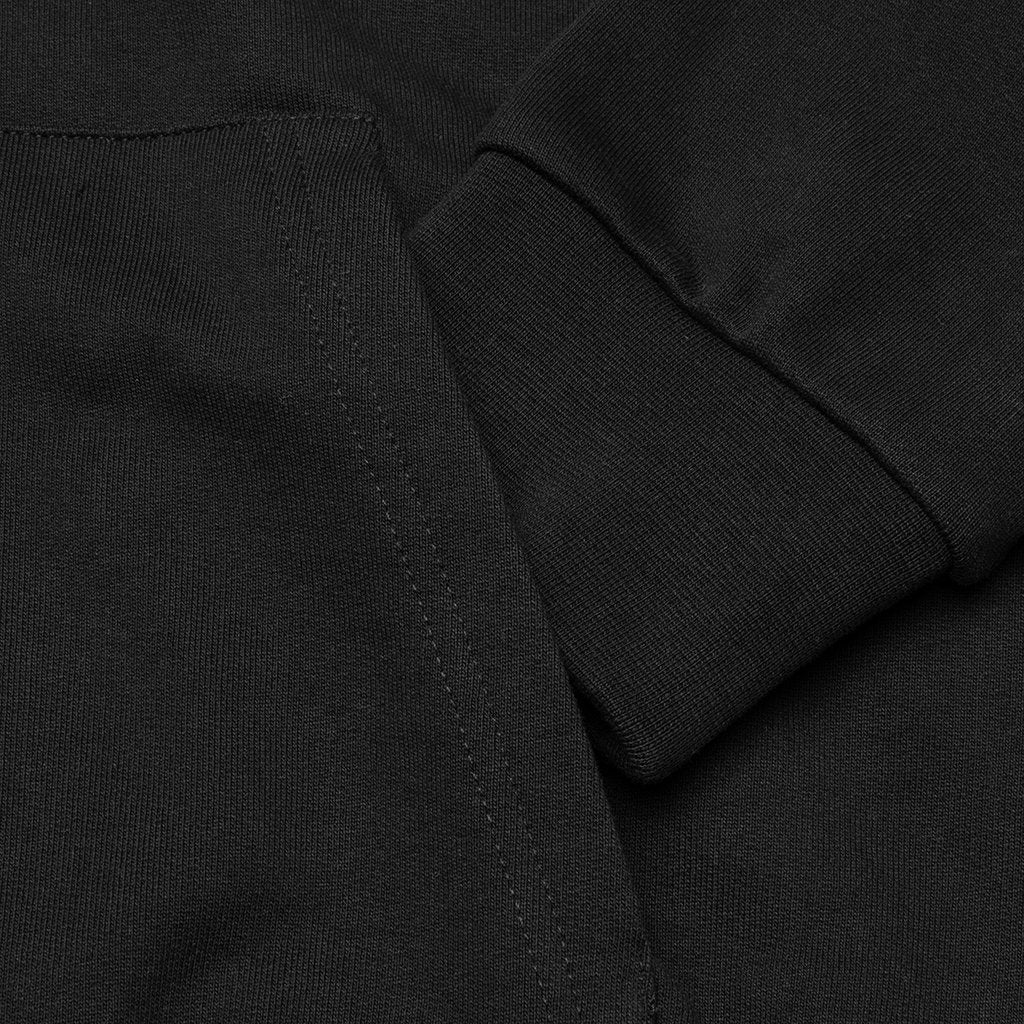 Zipped Flock Hoodie - Black