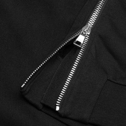 Zipped Flock Hoodie - Black