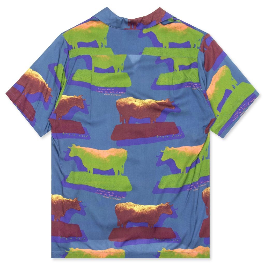 Cow Print S/S Button Down - Multi