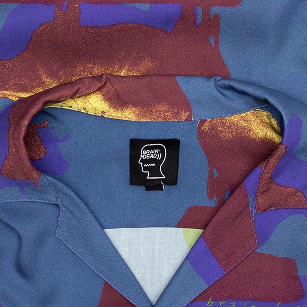 Cow Print S/S Button Down - Multi