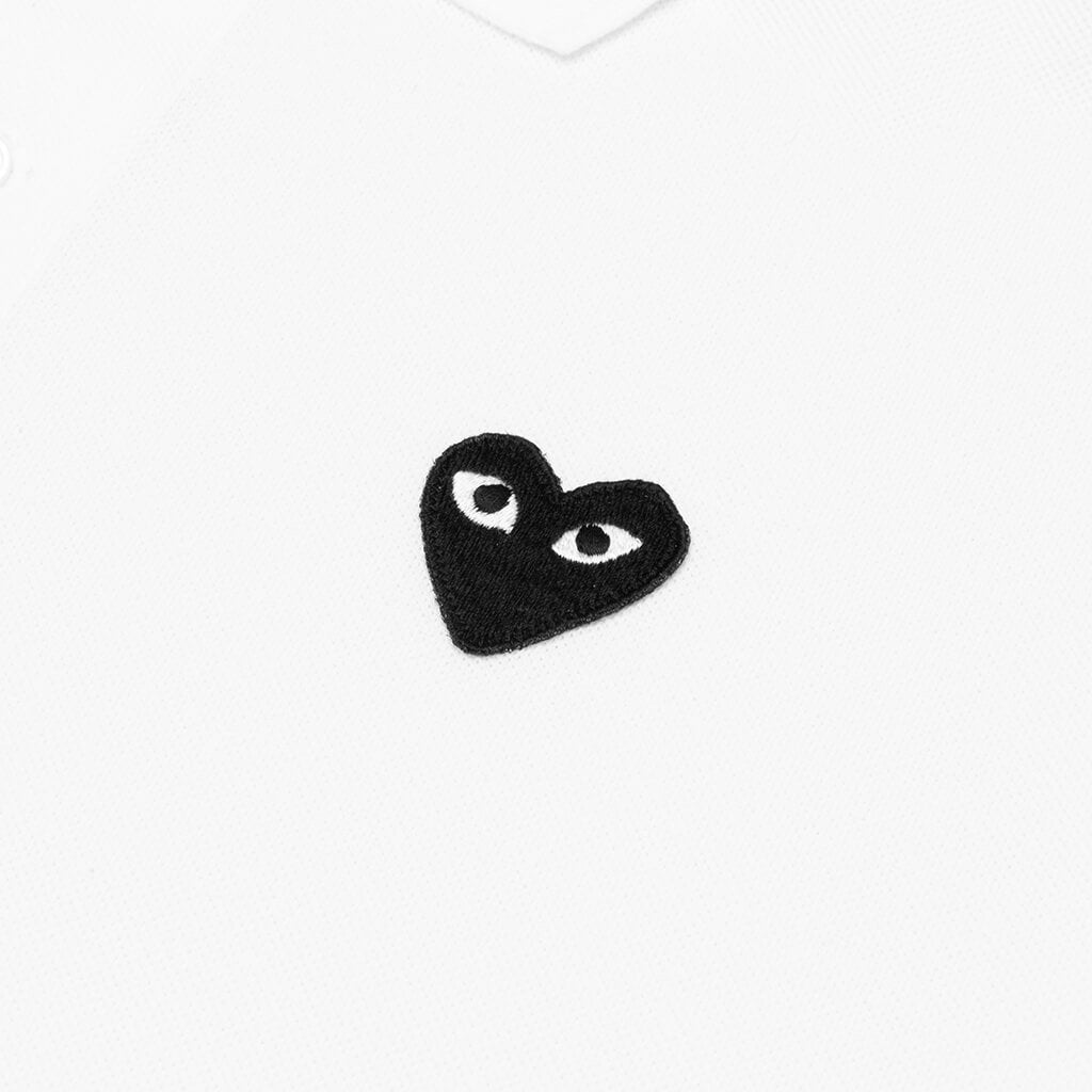 Black Emblem Polo Shirt - White