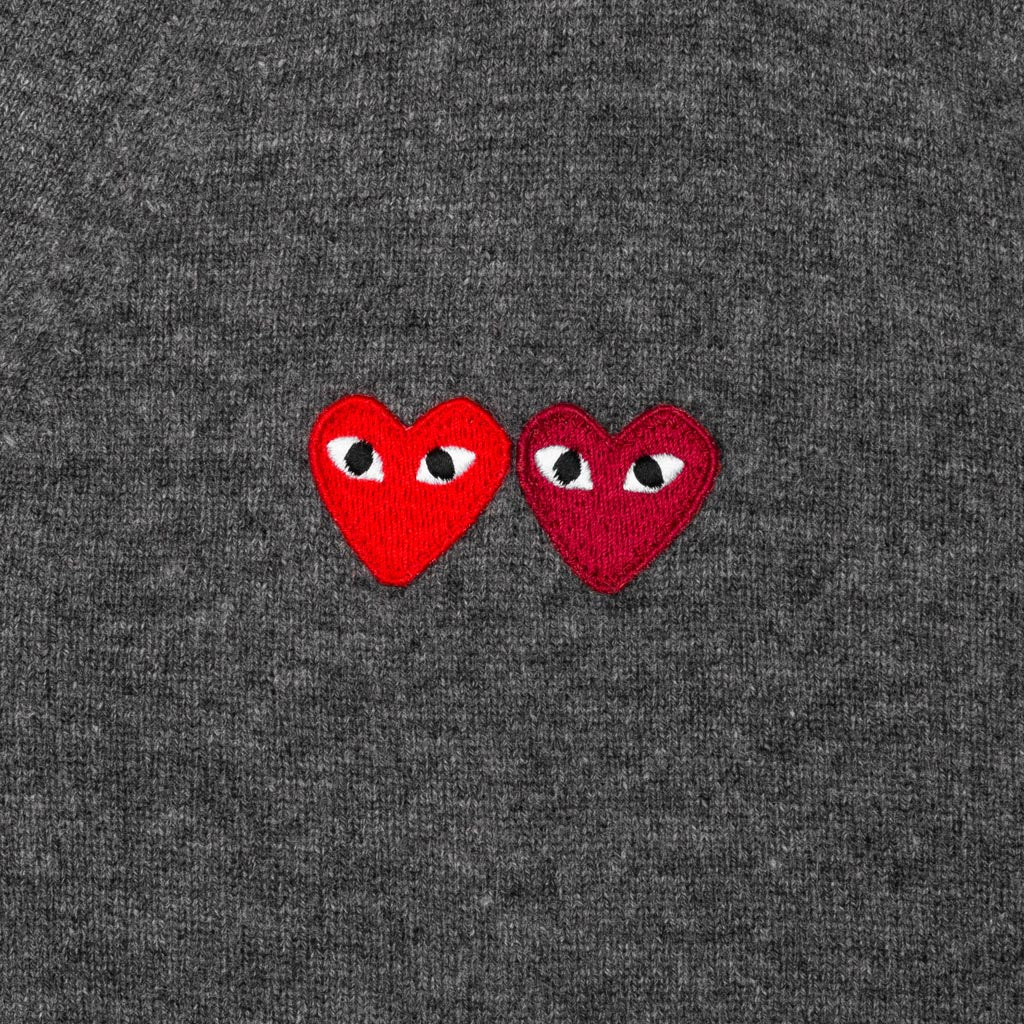 Double Heart Cardigan - Grey