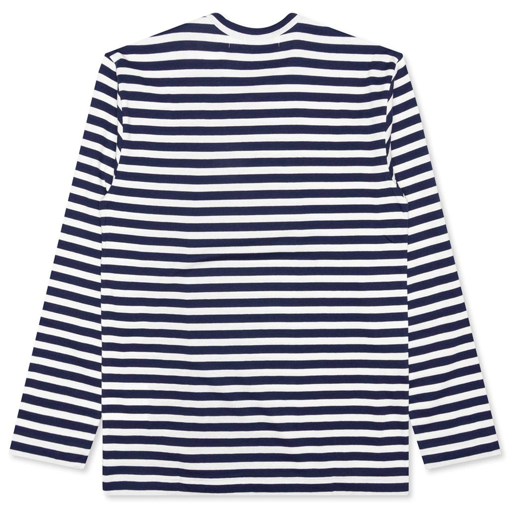 Emblem Striped L/S T-Shirt - Navy/White