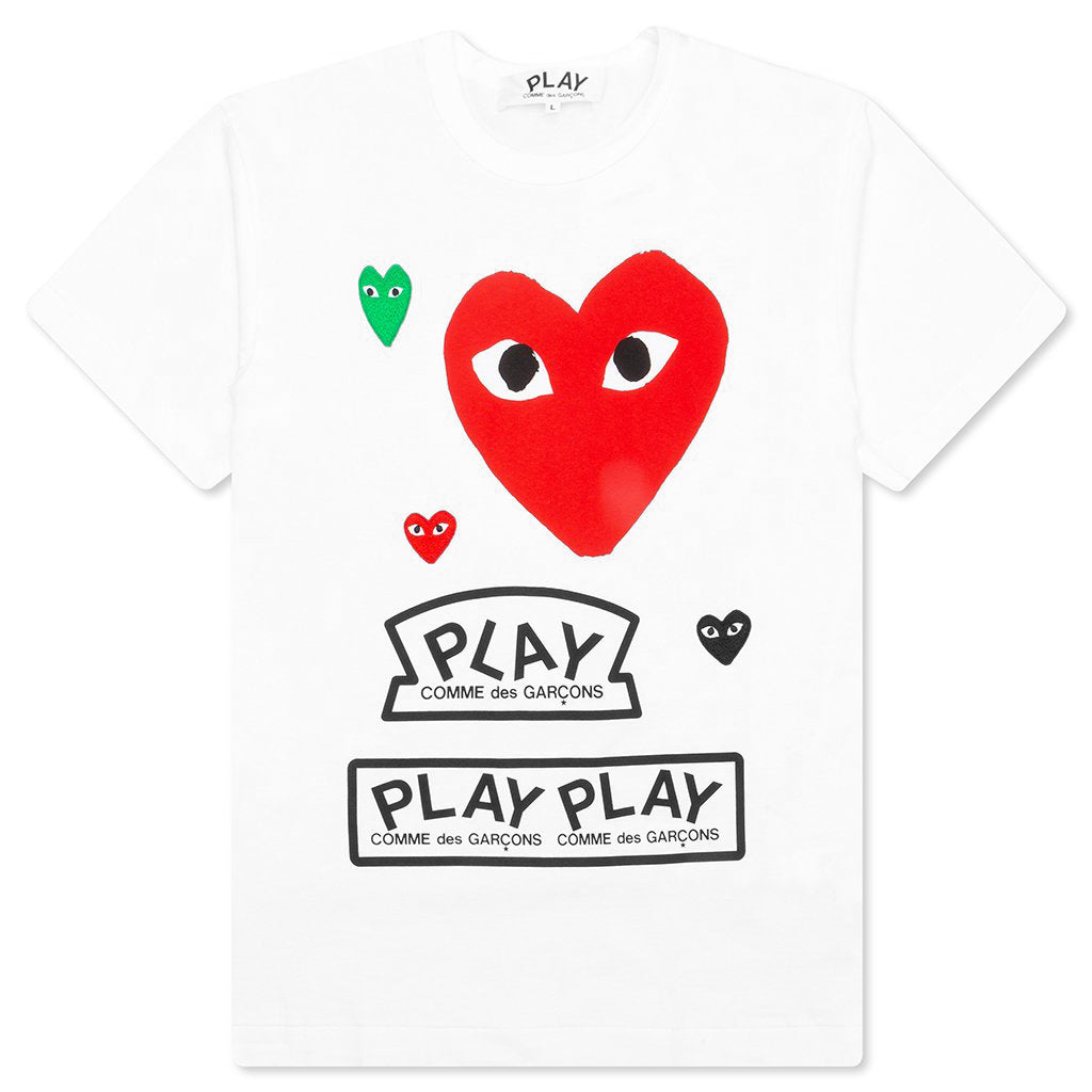 Red Multi Logo S/S T-Shirt - White