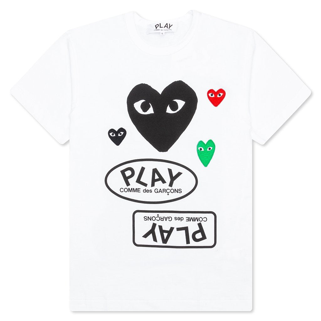 Women's Black Multi Logo S/S T-Shirt - White