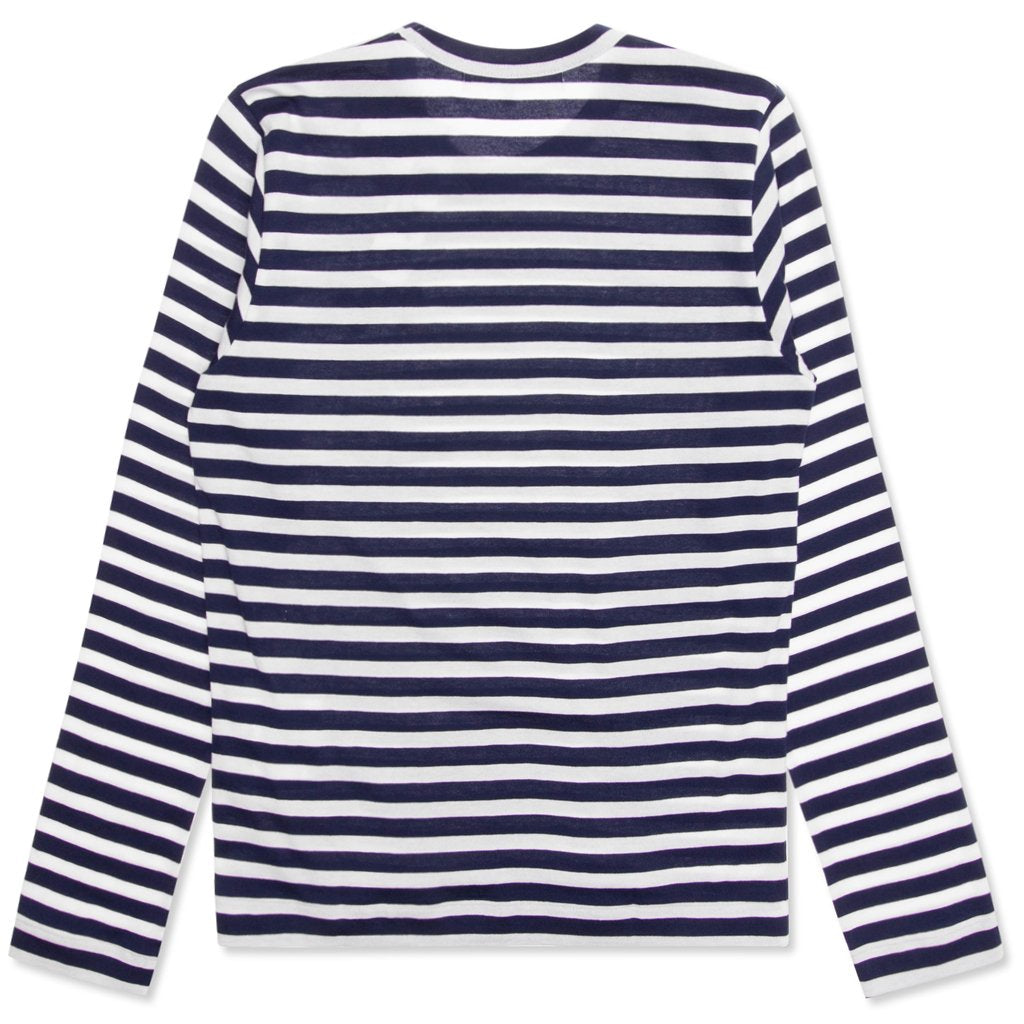 Women's Double Heart Striped Shirt - White/Navy
