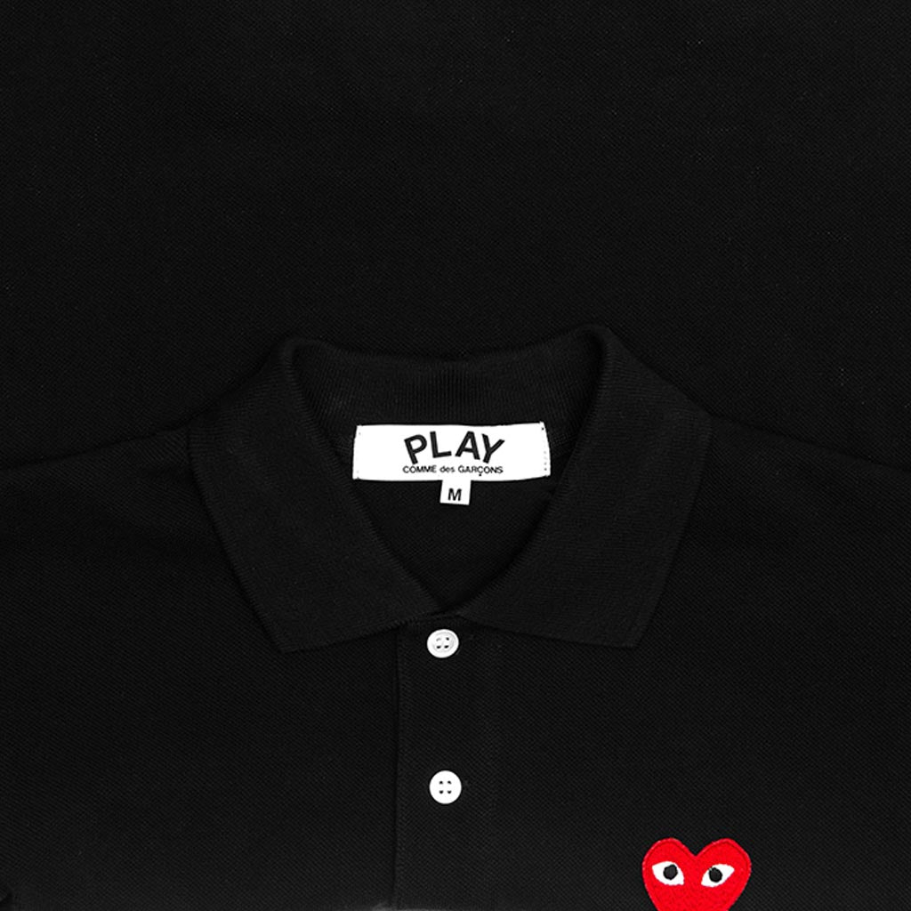 Women's CDG Heart Emblem Polo Tee - Black