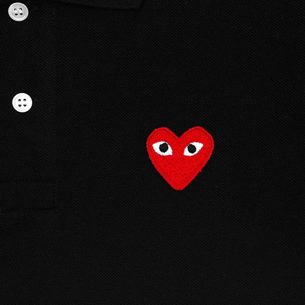Women's CDG Heart Emblem Polo Tee - Black