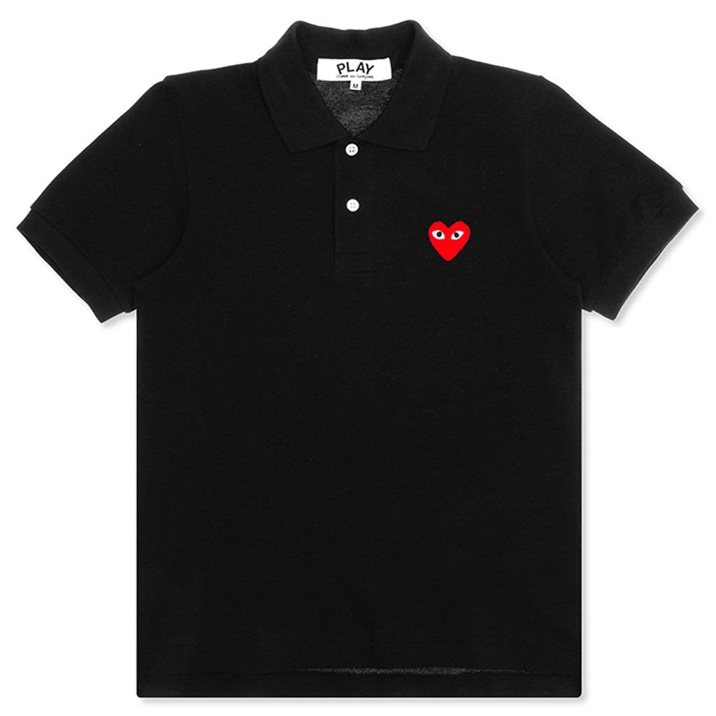 Women's CDG Heart Emblem Polo Tee - Black