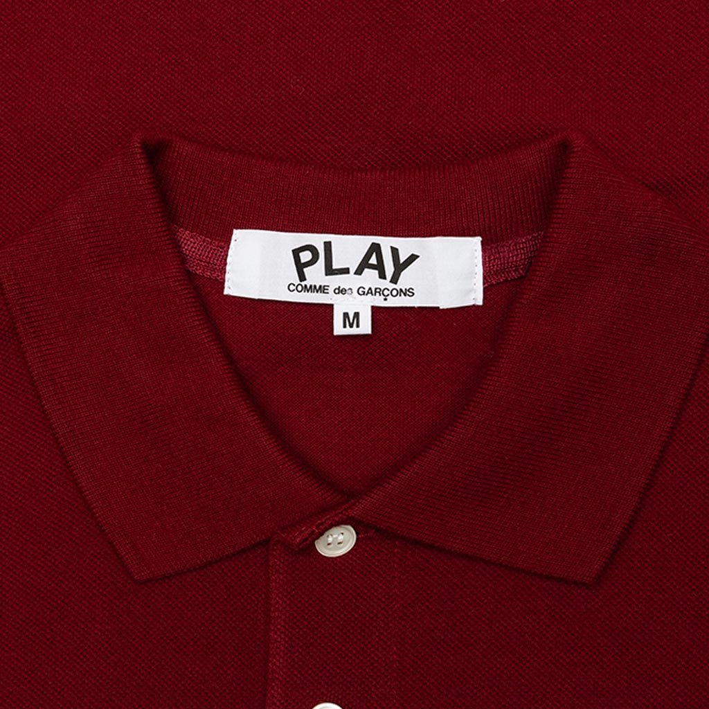 Women's CDG Heart Polo Shirt - Burgundy