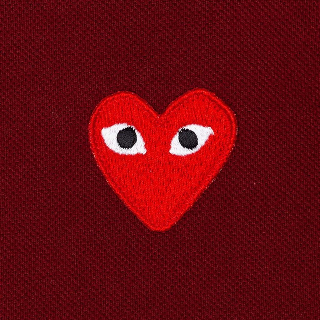 Women's CDG Heart Polo Shirt - Burgundy