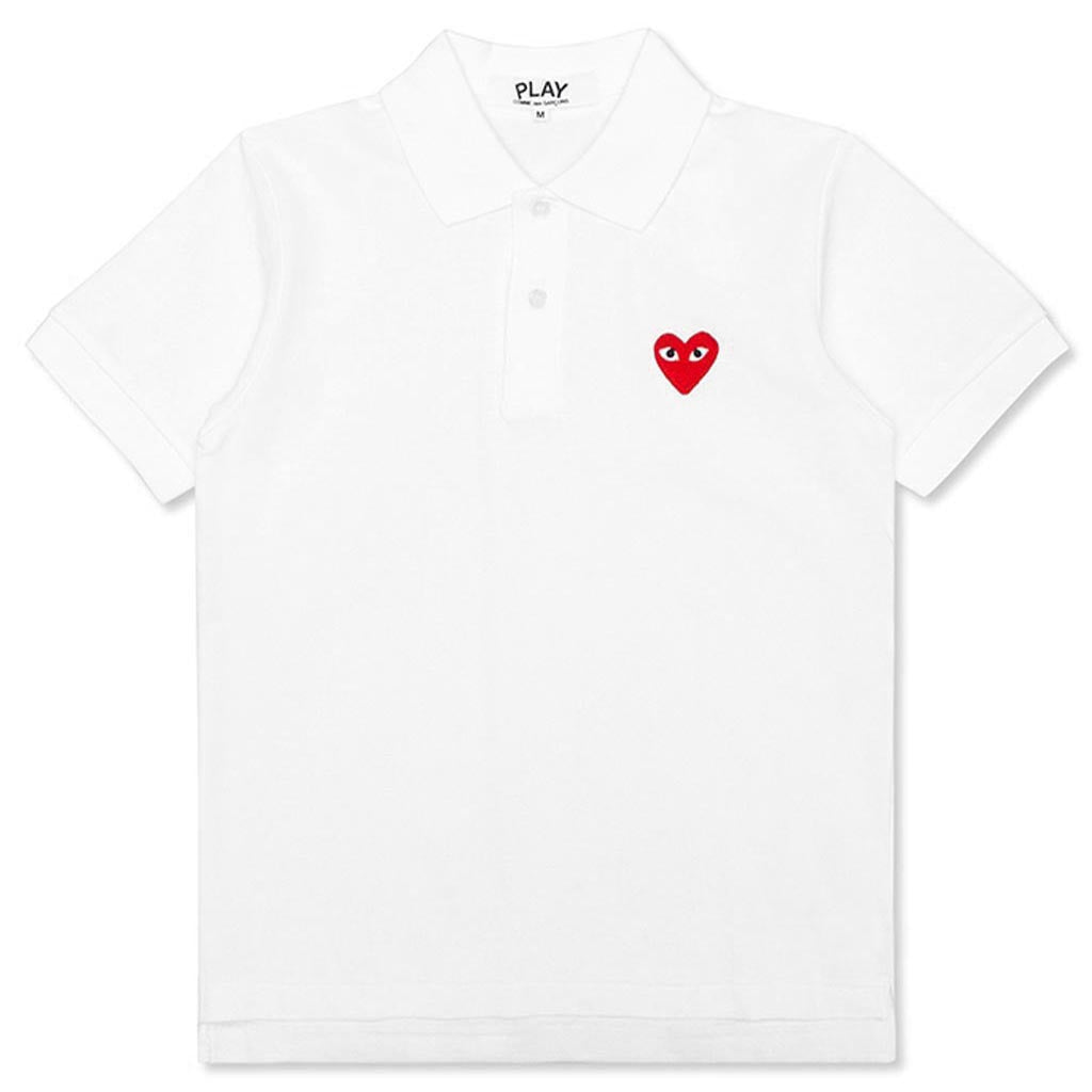 Women's CDG Heart Polo Shirt - White