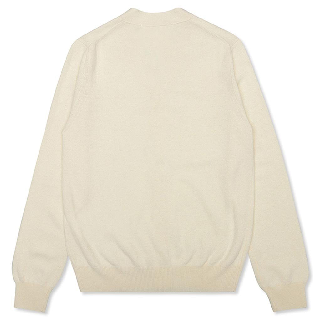 Woven V-Neck Cardigan - Natural