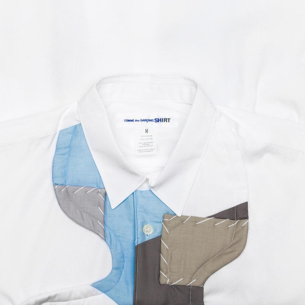 Comme Des Garcons SHIRT Mens Woven - White/Dark Grey