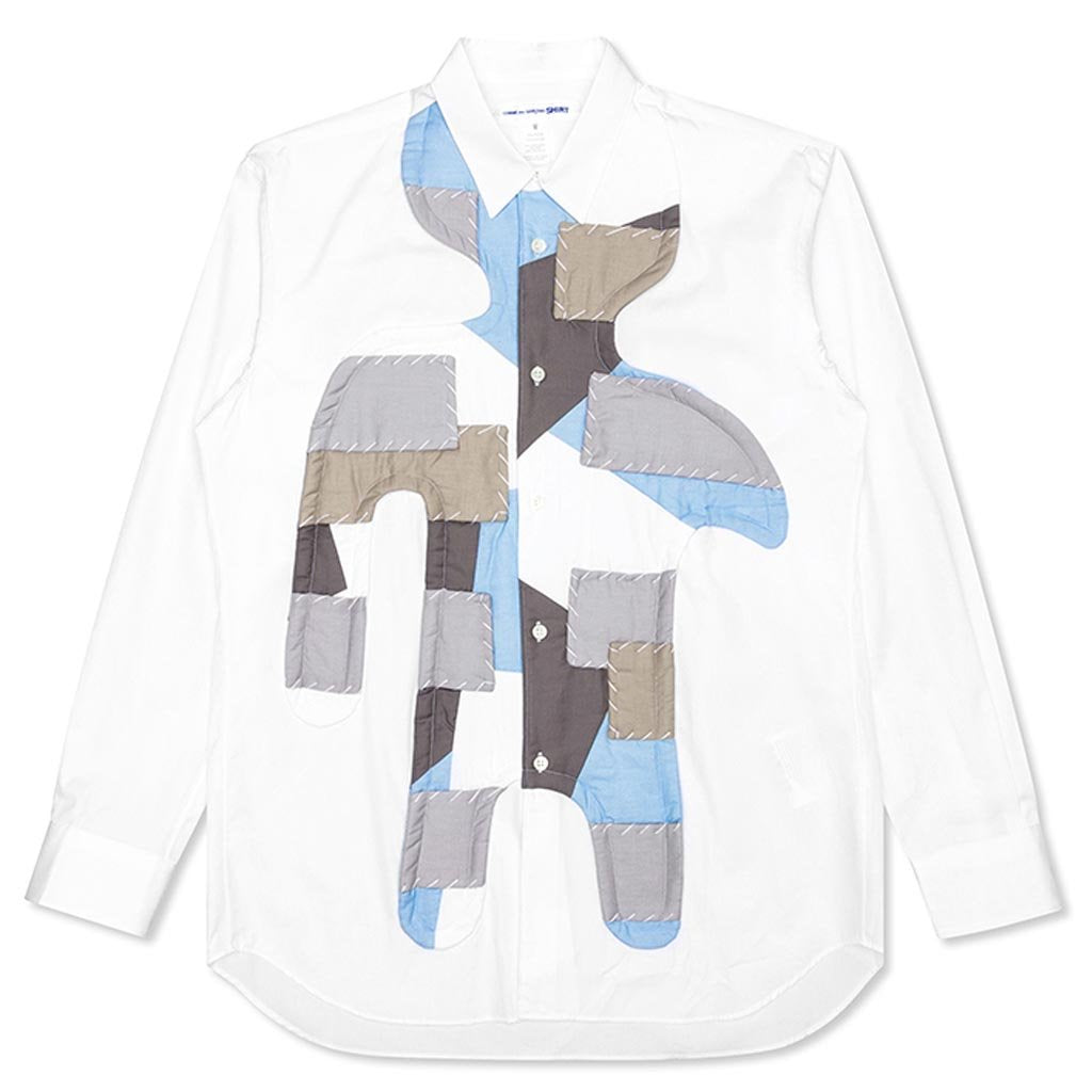Comme Des Garcons SHIRT Mens Woven - White/Dark Grey