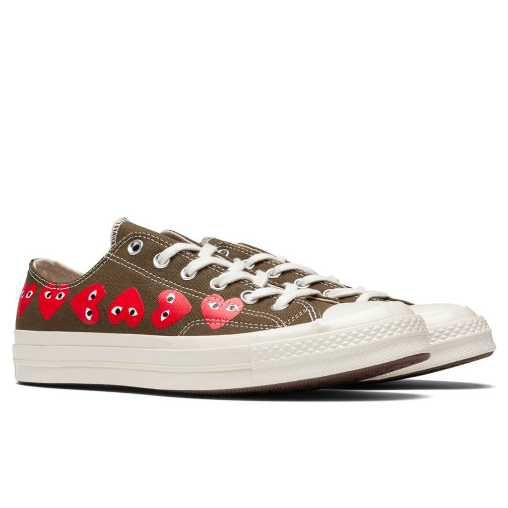 Converse x Comme Des Garcons PLAY All Star Chuck '70 Ox "Multi Heart" - Khaki