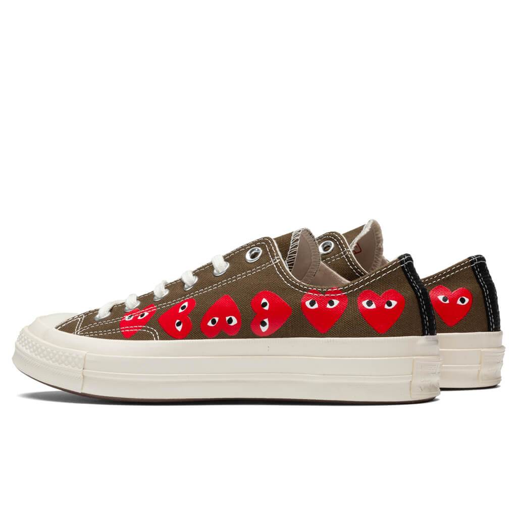 Converse x Comme Des Garcons PLAY All Star Chuck '70 Ox "Multi Heart" - Khaki