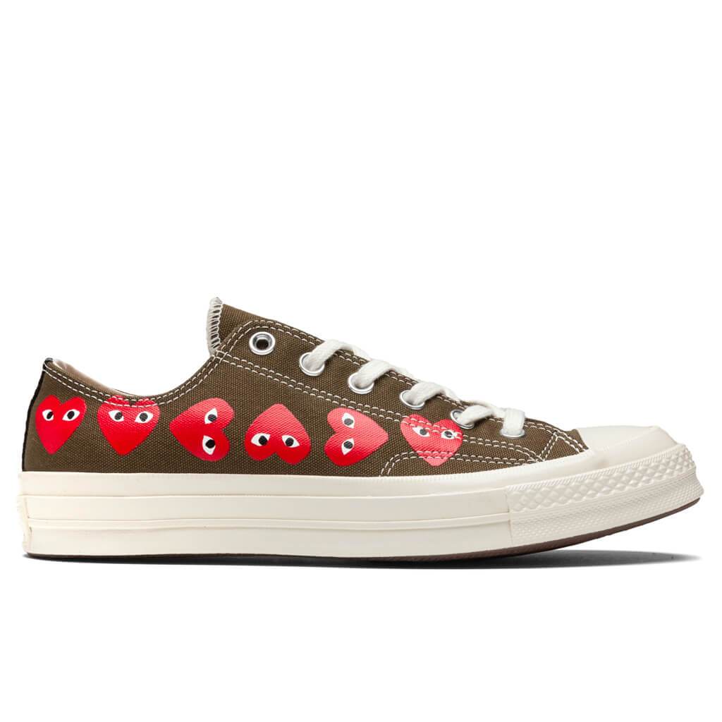 Converse x Comme Des Garcons PLAY All Star Chuck '70 Ox "Multi Heart" - Khaki