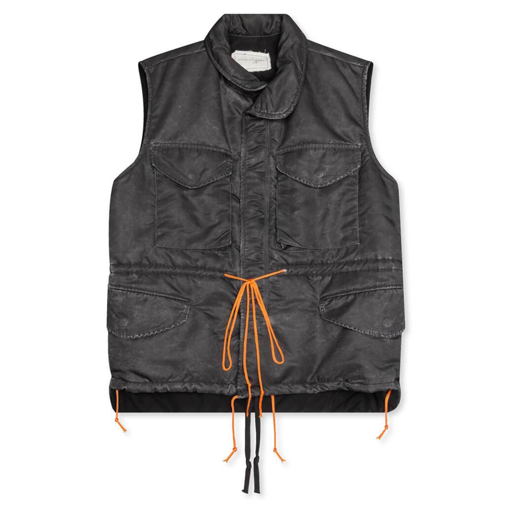Washed Satin Utility Vest - Black