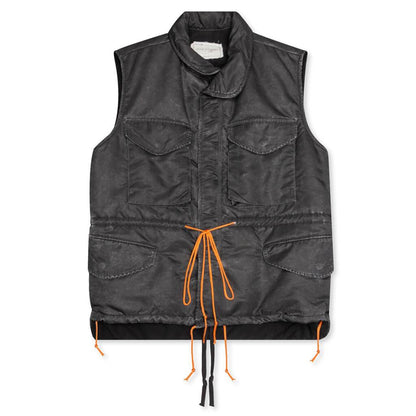 Washed Satin Utility Vest - Black