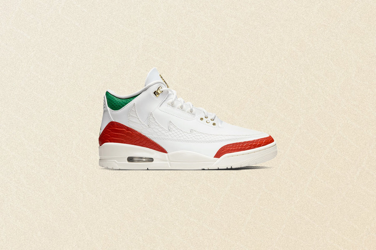 Air Jordan 3 Retro 'El Vuelo' - Summit White/Metallic Gold/Pine Green