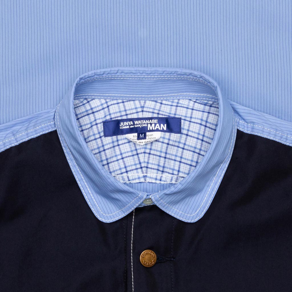 Mixed Fabric Shirt - Blue/Navy