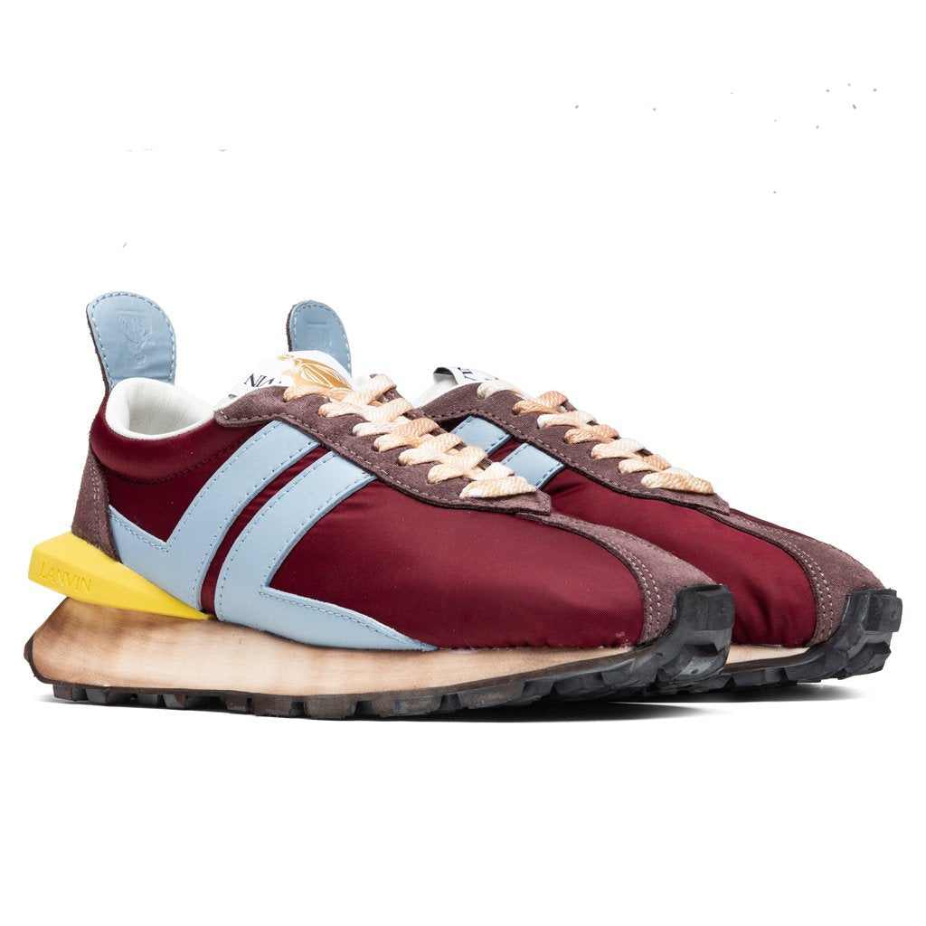 Nylon Running Sneaker - Burgundy/Light Blue