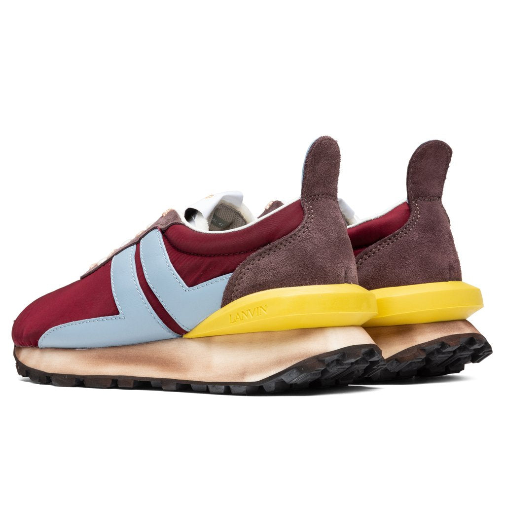 Nylon Running Sneaker - Burgundy/Light Blue