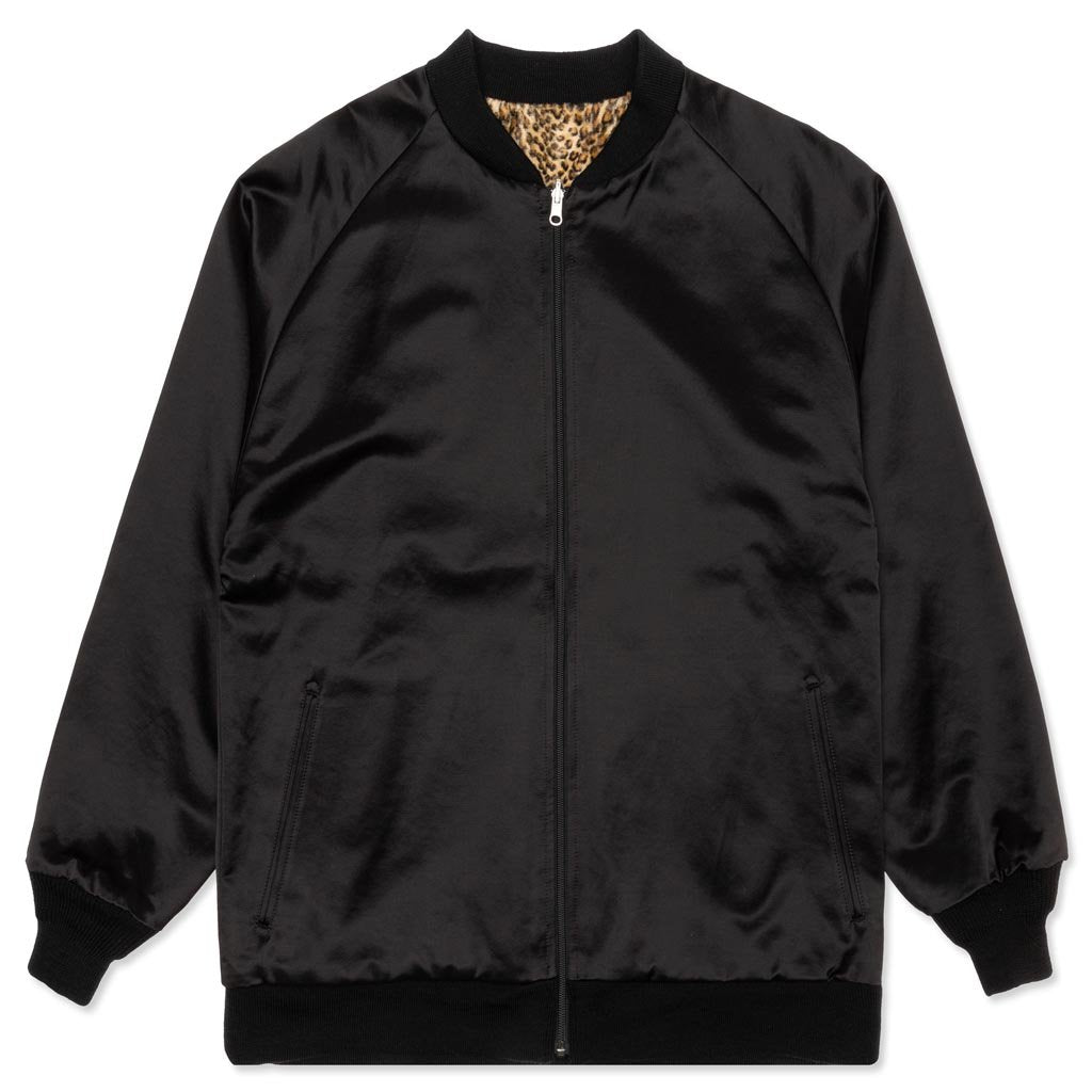 Reversible Rib Collar Jacket - Black/Leopard
