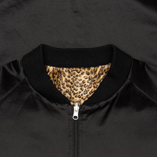 Reversible Rib Collar Jacket - Black/Leopard