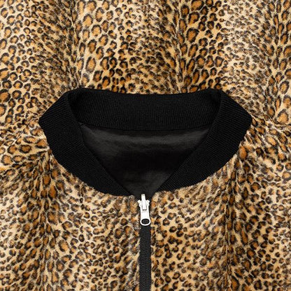 Reversible Rib Collar Jacket - Black/Leopard