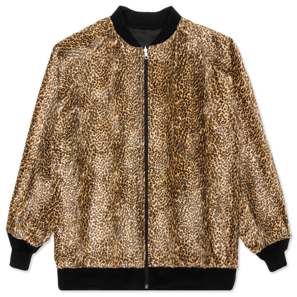 Reversible Rib Collar Jacket - Black/Leopard