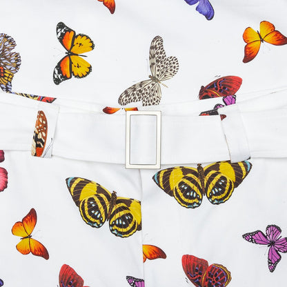 Butterfly Buckles Pants - White/Multi