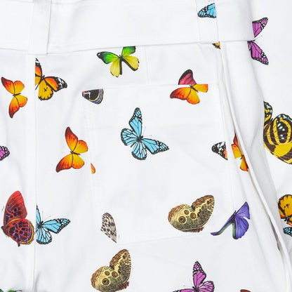 Butterfly Buckles Pants - White/Multi