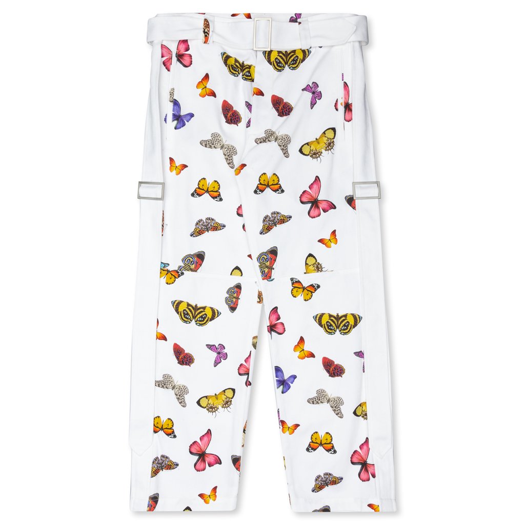 Butterfly Buckles Pants - White/Multi