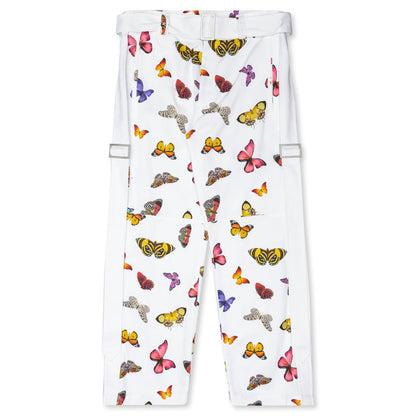 Butterfly Buckles Pants - White/Multi