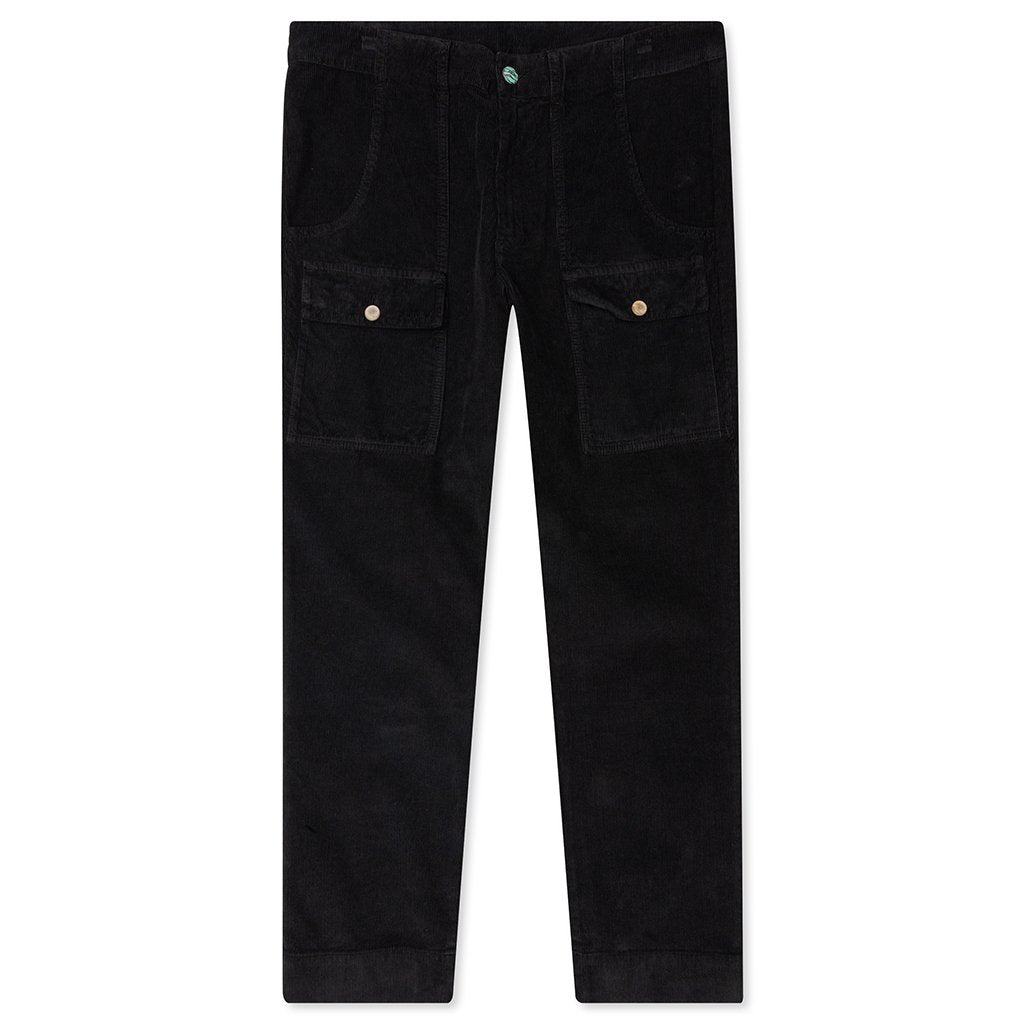 Corduroy Pockets Pants - Black/Black