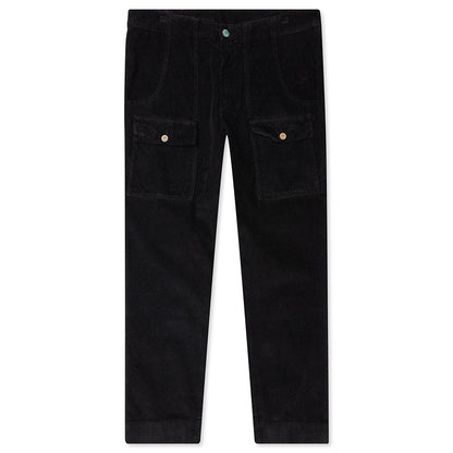Corduroy Pockets Pants - Black/Black