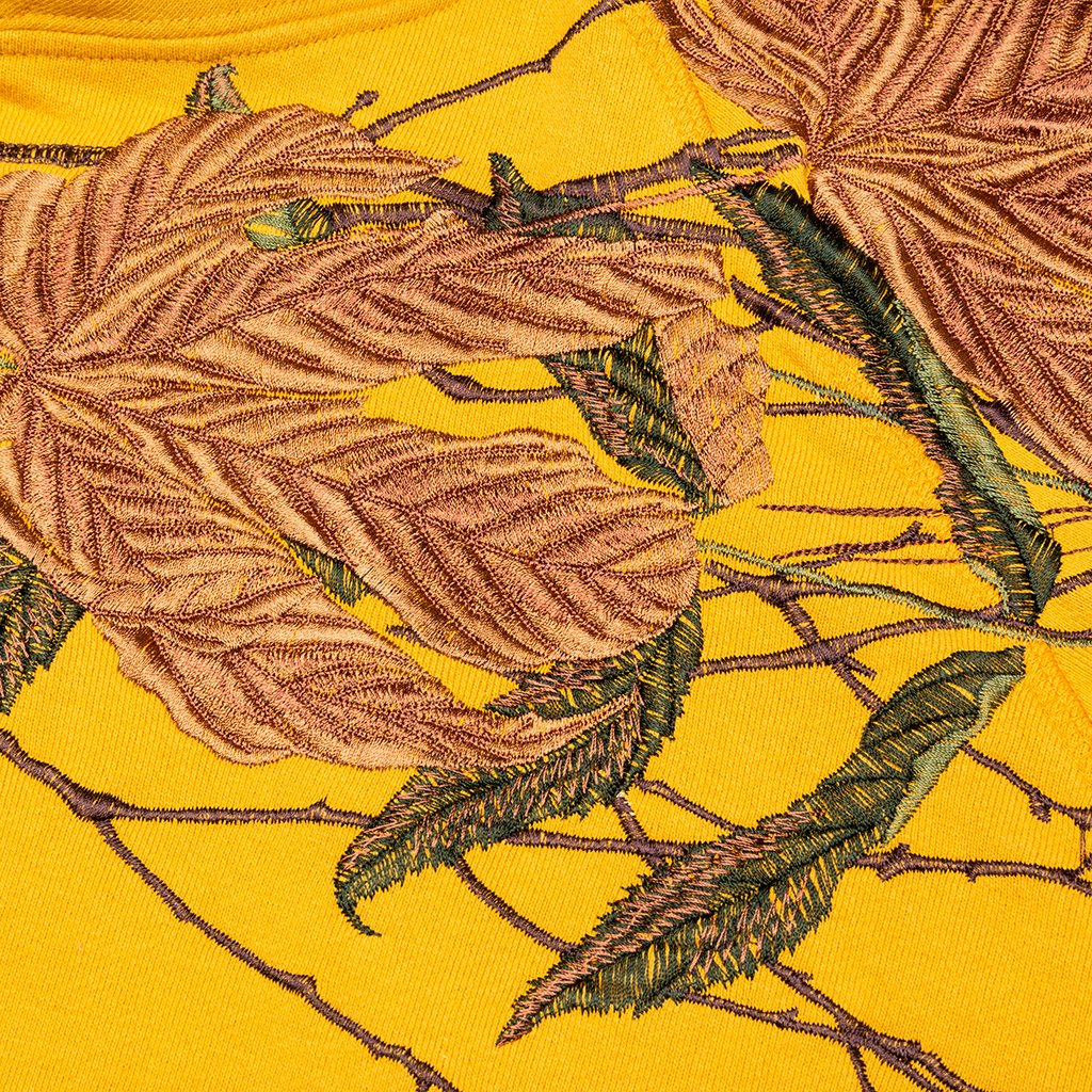 Branch Embroidery Hooded Sweatshirt - Yellow
