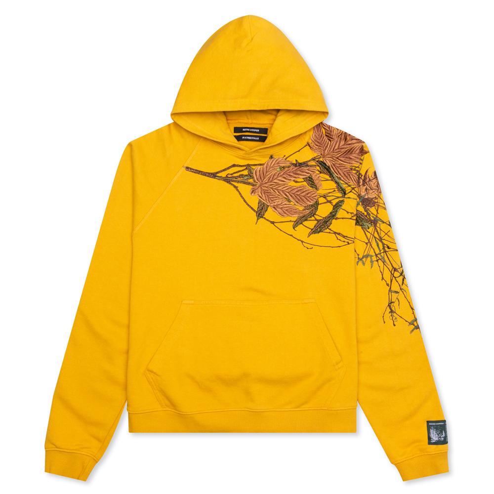 Branch Embroidery Hooded Sweatshirt - Yellow