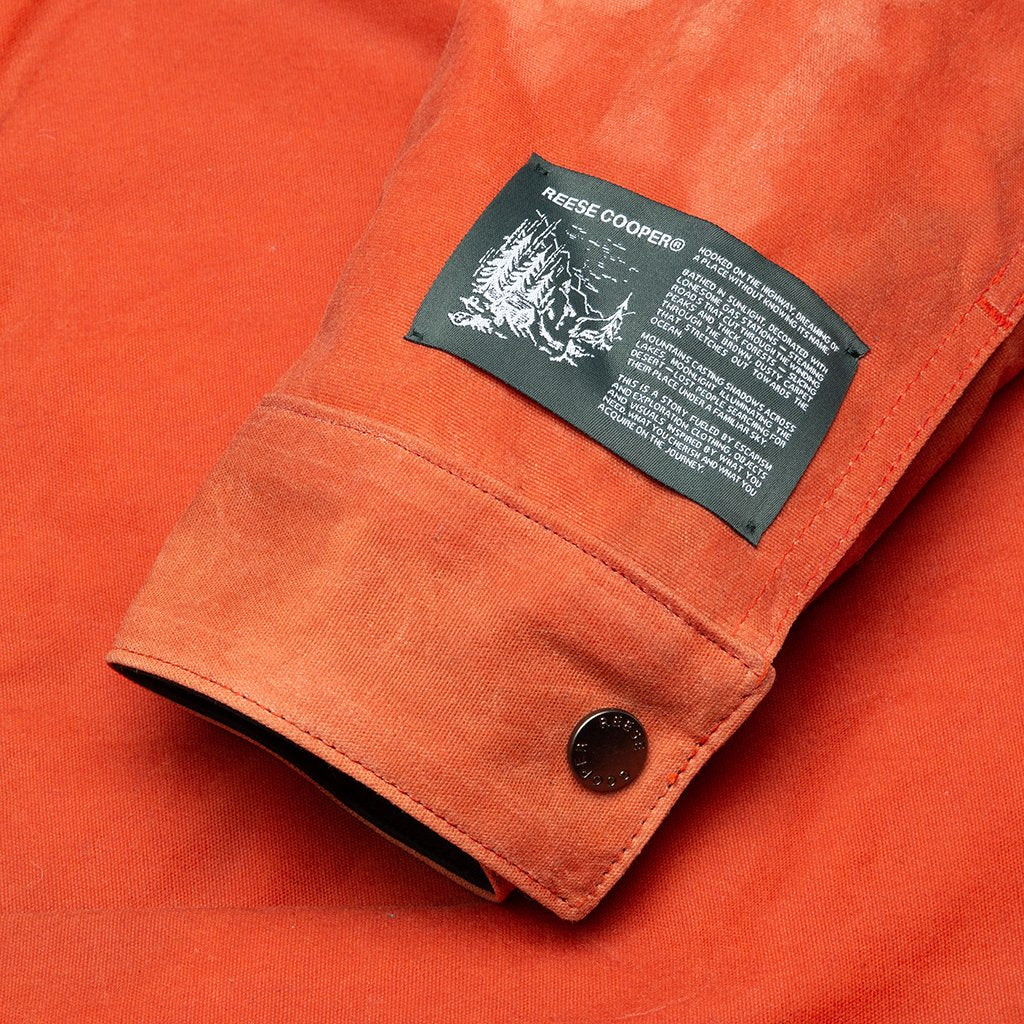 Waxed Cotton Trucker Jacket - Orange