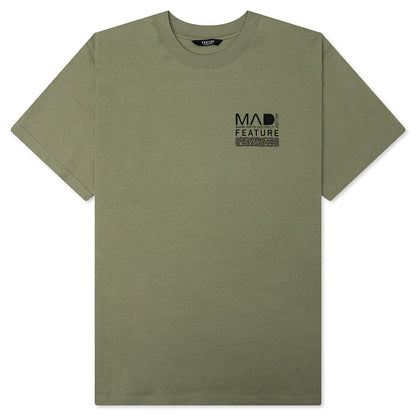 Feature x MAD Gallery x Pretty Done Direction Tee - Oil Green